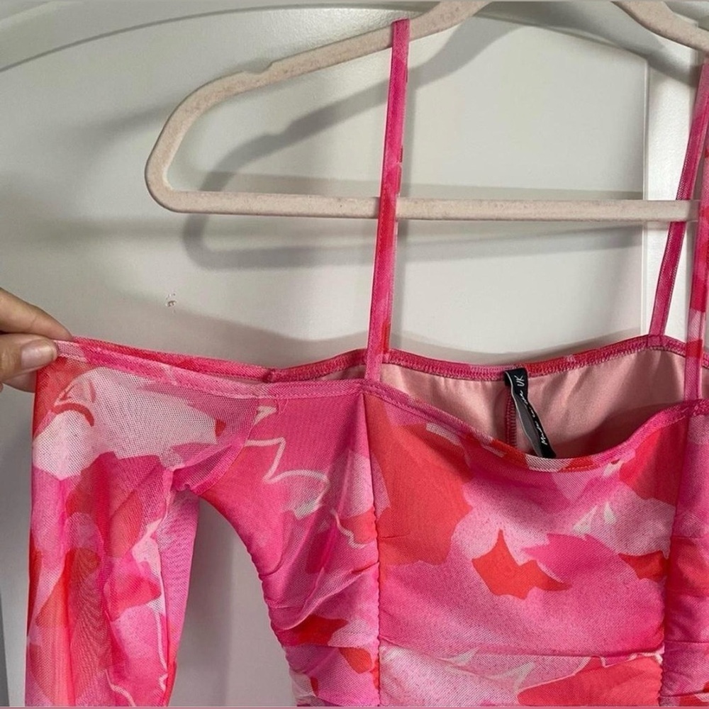 🩷ASOS As You Pink Rushed Midi Dress Off the Shoulder Size 6 - Picture 4 of 10